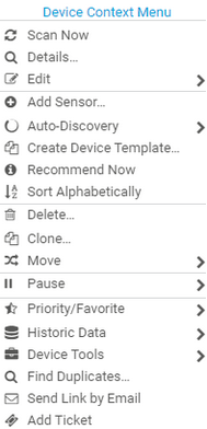 Device Context Menu