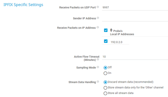 IPFIX Specific Settings