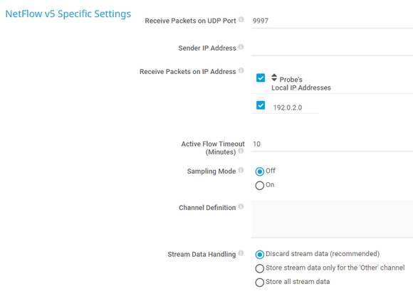 NetFlow v5 Specific Settings