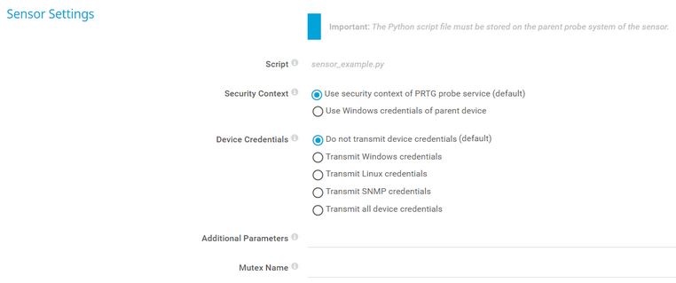 Sensor Settings