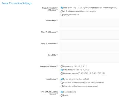 Probe Connection Settings